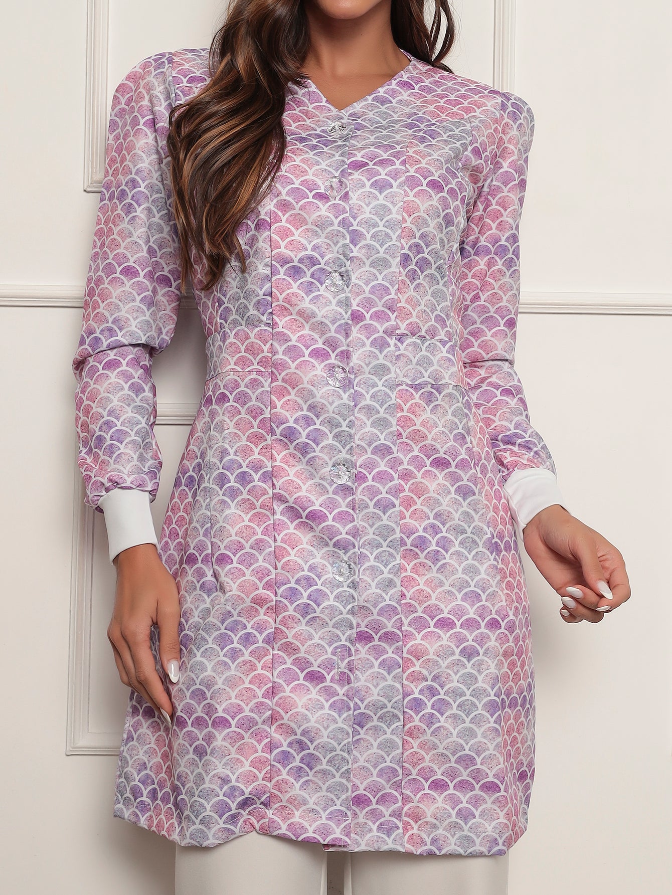 Jaleco Sereia Escamas com Botões