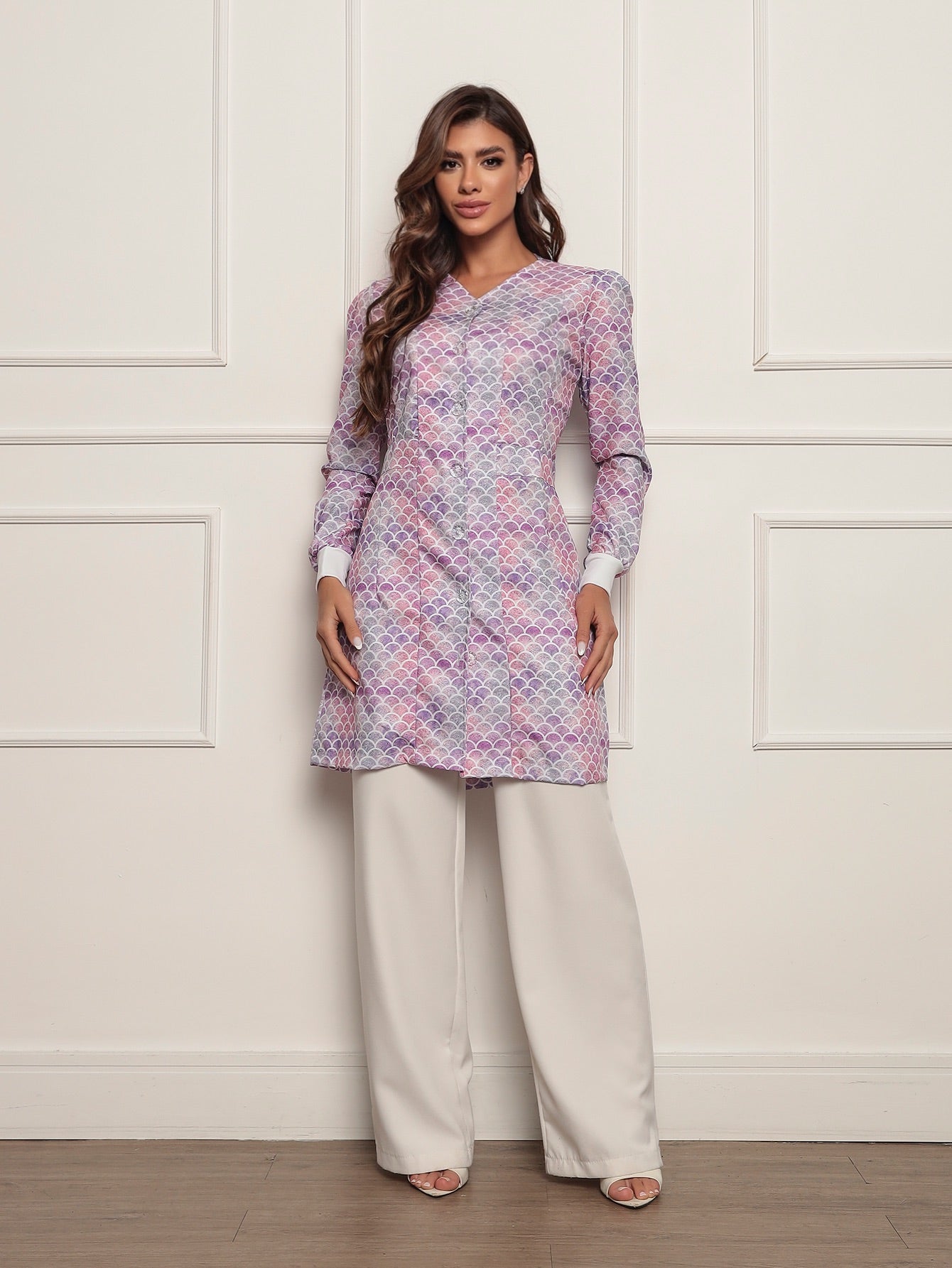 Jaleco Sereia Escamas com Botões