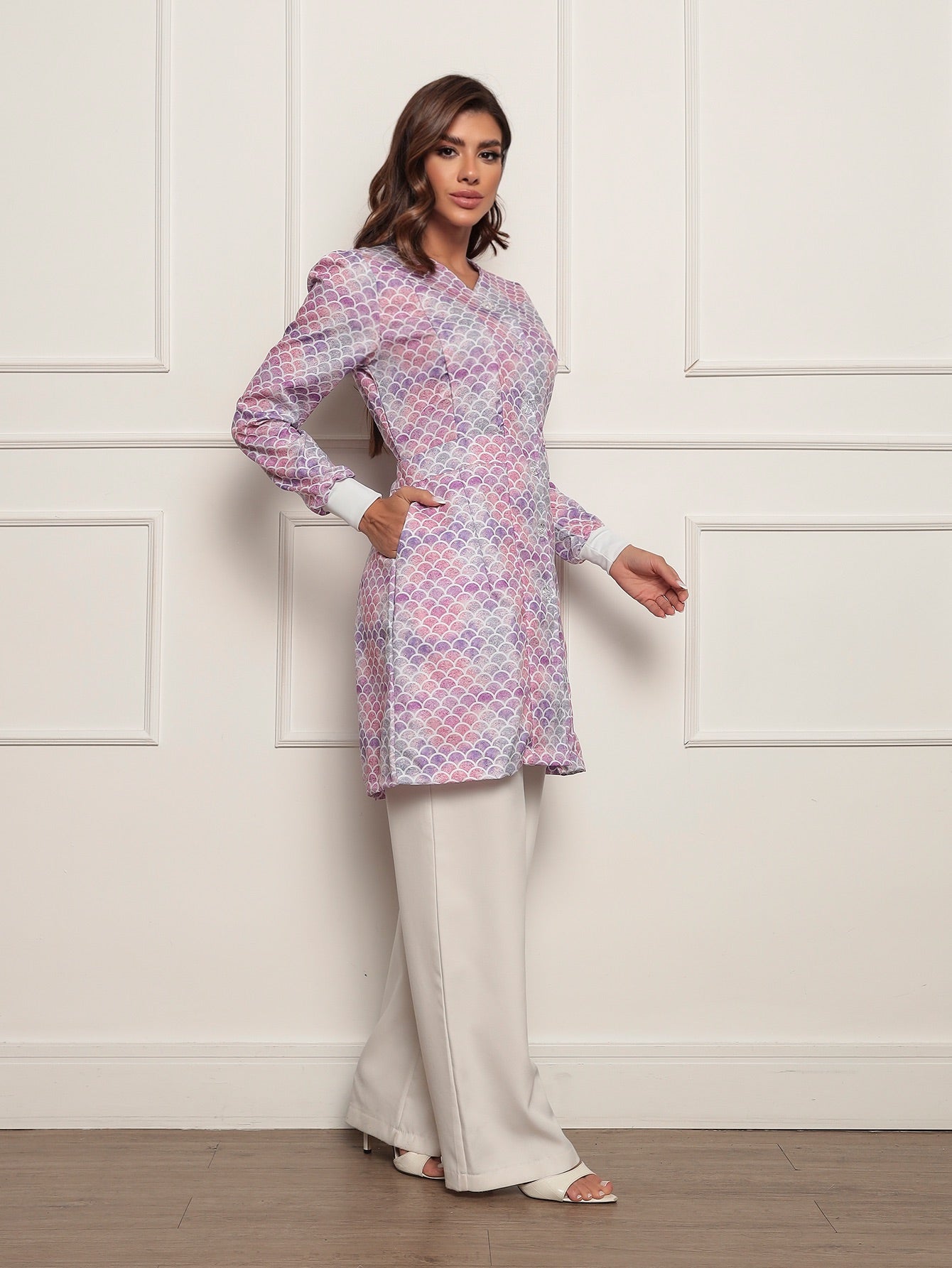 Jaleco Sereia Escamas com Botões