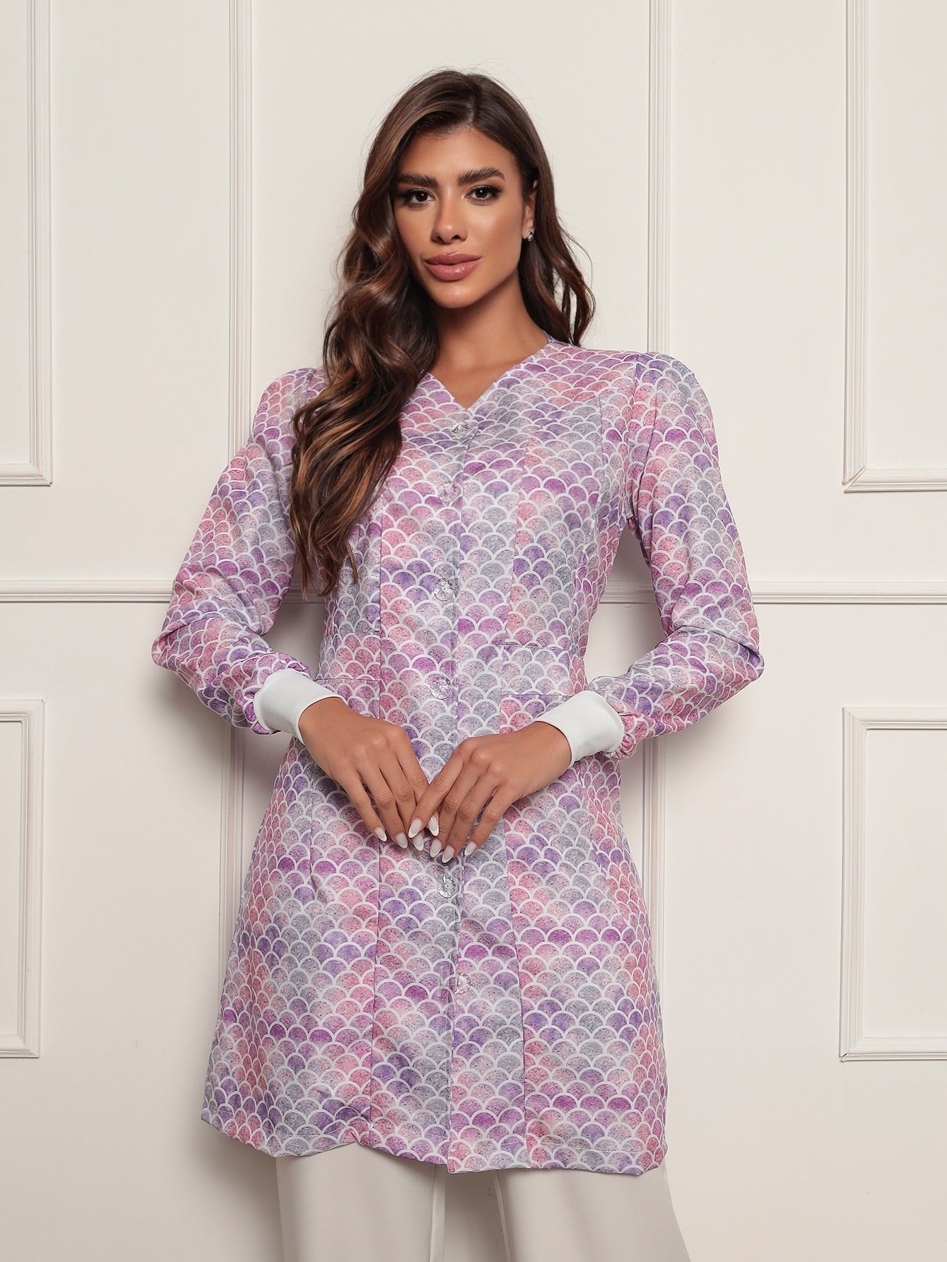 Jaleco Sereia Escamas com Botões